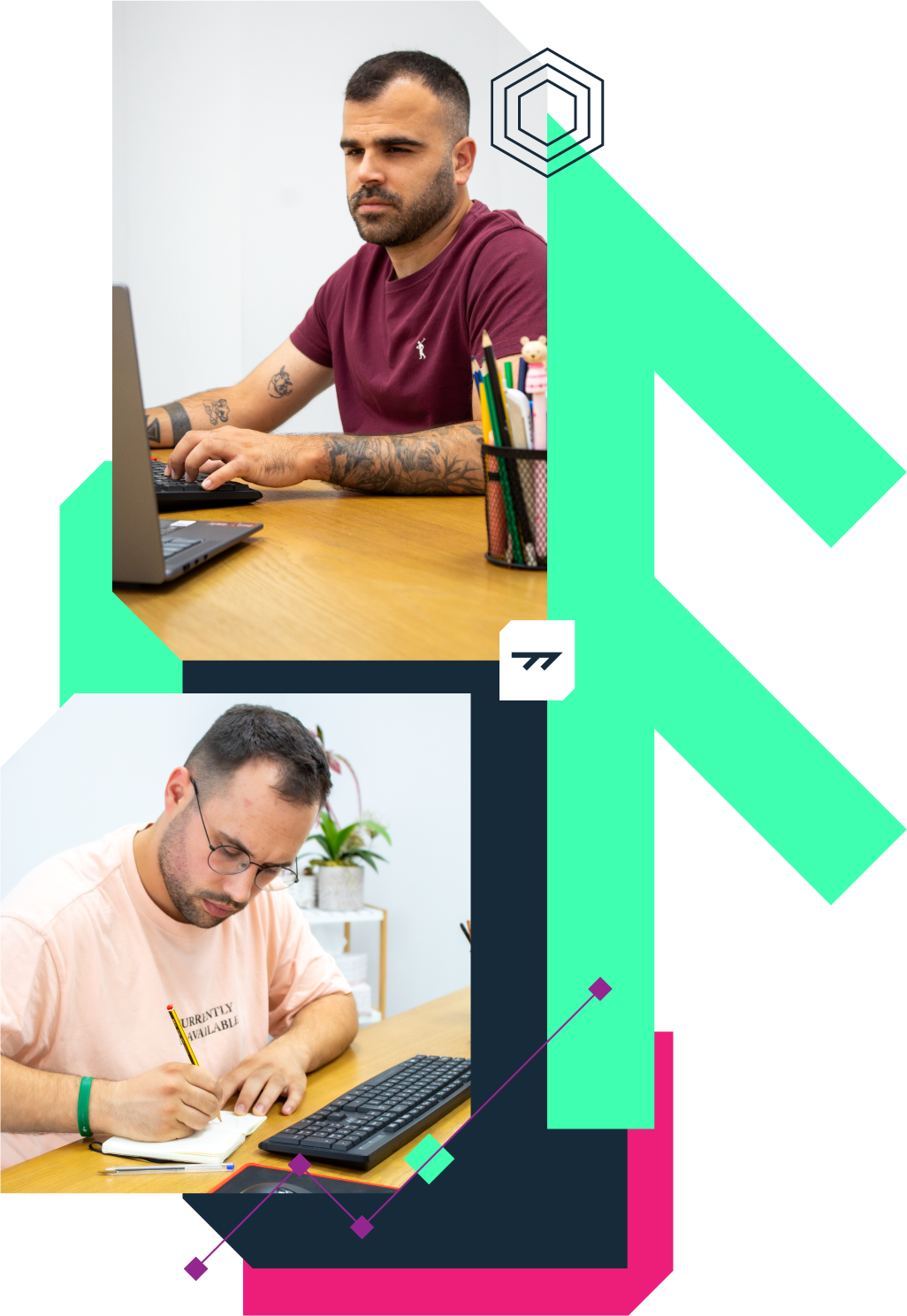 Nosotros, Rubén Mínguez y Fran Pacheco trabajando en nuestra consultora de marketing digital Nogor Digital